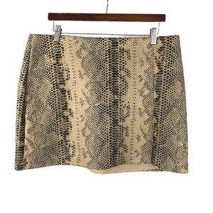 Women's House of Harlow 1960 Tan and Black Vegan Leather Snakeskin Skirt. Size L